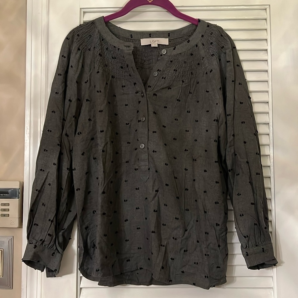 Long sleeve cotton half button down shirt